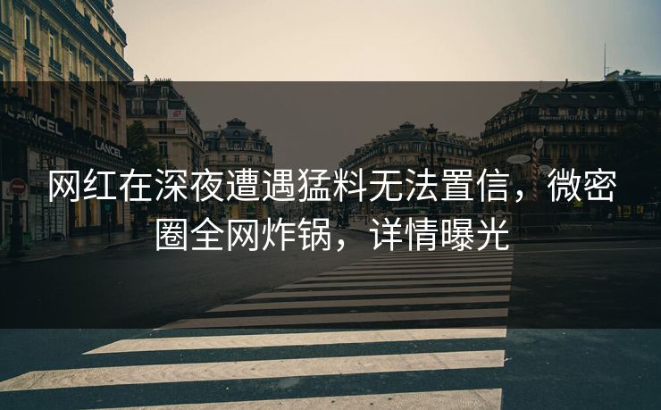 网红在深夜遭遇猛料无法置信，微密圈全网炸锅，详情曝光
