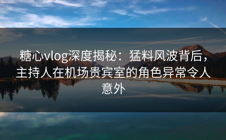 糖心vlog深度揭秘：猛料风波背后，主持人在机场贵宾室的角色异常令人意外