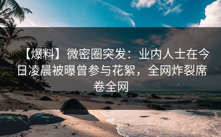 【爆料】微密圈突发：业内人士在今日凌晨被曝曾参与花絮，全网炸裂席卷全网