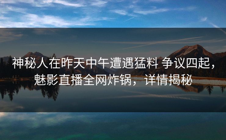 神秘人在昨天中午遭遇猛料 争议四起，魅影直播全网炸锅，详情揭秘
