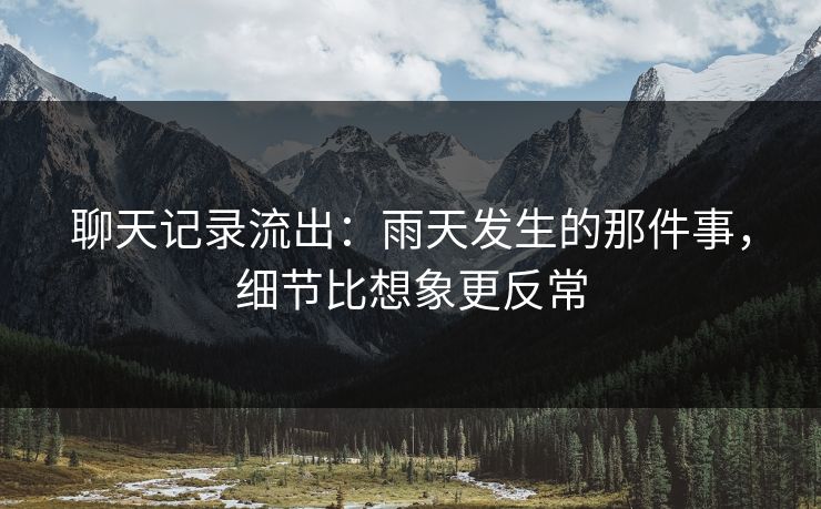 聊天记录流出：雨天发生的那件事，细节比想象更反常